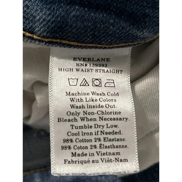 Everlane The High Waist Straight Jeans Women’s Size 27 Blue Ankle Stretch Denim - Picture 9 of 10